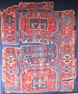 East Anatolian Fragmented Rug, red weft, fine weave, exceptionally saturated color including aubergine, and a brilliant red. Not your usual "yoruk".            