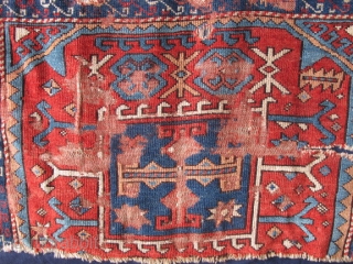 East Anatolian Fragmented Rug, red weft, fine weave, exceptionally saturated color including aubergine, and a brilliant red. Not your usual "yoruk".            