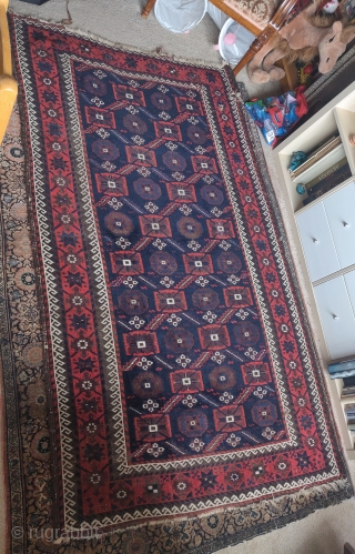 Baluch minakhani rug, decent condition, great color, 3'9"x6'4"

                         