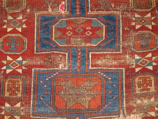 Central Anatolian Sızma / Konya area carpet, circa 1750, great colors, many colors including natural camel. iconic design. 7'7"x4'7"              