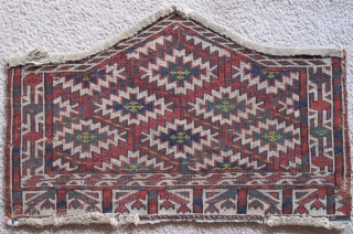 Small Yomut 7-sided Asmalyk. Good condition, All natural colors but with a faded yellow that seems stronger on the back. (25" x16")           