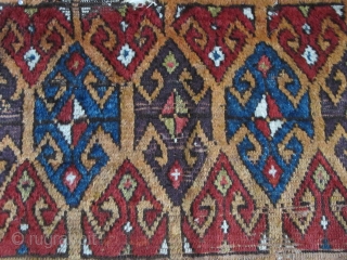 Central Anatolian Rug Fragment, circa 1800, with vibrant and multiple colors. Bold geometry and exceptional proportions. (5'3" x 3'1" / 160x94cm)            