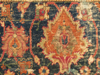 Isfahan Carpet, Safavid era, first half 17th century, silk and cotton warp, cotton weft, lac red ground, fine weave, cut and shut, scattered old repair and damage, still majestic. size= 4'8"x6'
 Note  ...