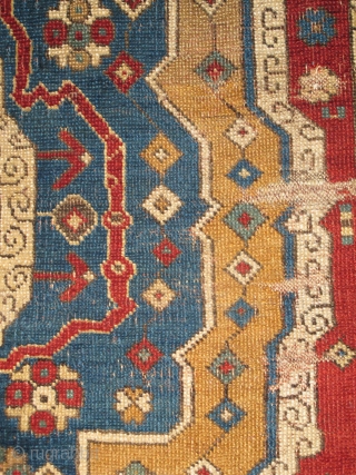 Found in Tibet in the 90s, this is one half of a significant village rendition of a medallion carpet produced somewhere in either Eastern Anatolia or Northwest Persia, so-called " Golden Triangle  ...