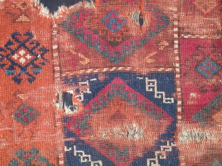 East Anatolian Rug Fragment with vibrant color.                          