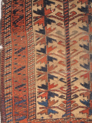 Camel Ground Baluch Rug with Trees, small size, great drawing, perhaps a bit more curvilinear than most with a bite nibbled out of the bottom kilim, a few repaired slashes. Nice abrash.  ...