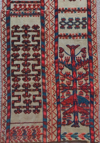 Tekke Turkmen tent band fragments. Very nice color, a little bit of silk. Available as a pair or individualy. 
Size= 8.5"x68" each           