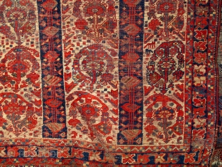 South Persian Afshar? Boteh Rug with a shawl design. worn but beautiful. Great saturated all natural color including madder red as well as what looks like cochineal or lac? Pictures don't do  ...