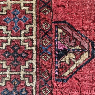 Salor Turkmen main carpet fragment, beautiful color, copious silk, all the bells and whistles                   