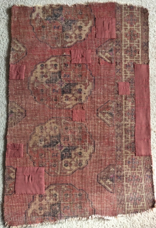 Salor Turkmen main carpet fragment, beautiful color, copious silk, all the bells and whistles                   