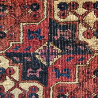 Salor Turkmen main carpet fragment, beautiful color, copious silk, all the bells and whistles                   