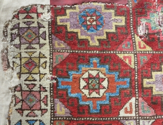 Central Anatolian Memling gul rug fragment, very nice colors.                        