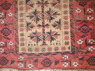 camel ground Baluch tree rug with a minakhani border. Very soft wool.                     