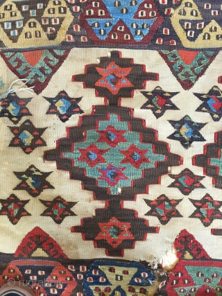 Kilim Fragment

an old thing. dirty and worn with fantastic colors. Killer graphic.                     