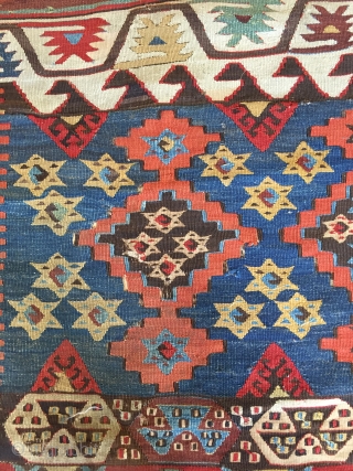 Kilim Fragment

an old thing. dirty and worn with fantastic colors. Killer graphic.                     