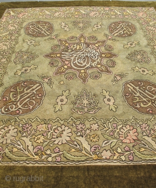 A large antique Ottoman Imperial fully-embroidery with Tughra and insriptions                       