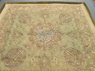 A large antique Ottoman Imperial fully-embroidery with Tughra and insriptions                       