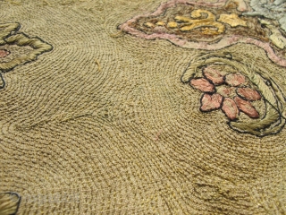 A large antique Ottoman Imperial fully-embroidery with Tughra and insriptions                       