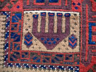 SUBLIME ANTIQUE BALUCH PRAYER RUG A+++ COLORS. A pristine example of the most desirable Mihrab Baluch.  
               