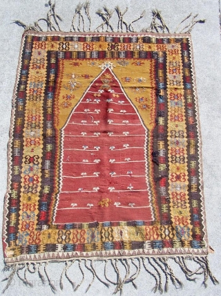 Anatolian prayer kilim - eyes looking throughout. 51 x 41 inches.                      