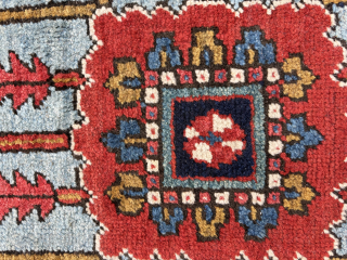 Antique Heriz arrival, 9'0 x 12'1 or 275cm x 370cm, Lovely Colors and original endings, Very nice original pile, Serapi Center, Skyblue corners. shown moth spots at one ending of which most  ...