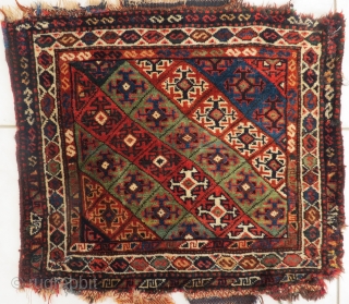 Bagface, poss Armenian or South Persia, damages are visible, field in good condition, vsry shiny wool like silk, great colors, 19thc.            