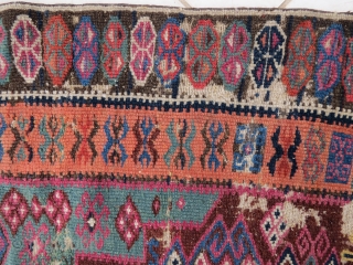 rare stepped prayerrug, East Anatolia (Erzurum), 18th c, damaged, great colors                      