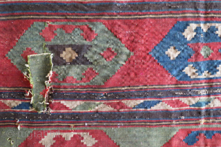 Azerbaijani kilim, feels quite old, some damages, but nice colors                       