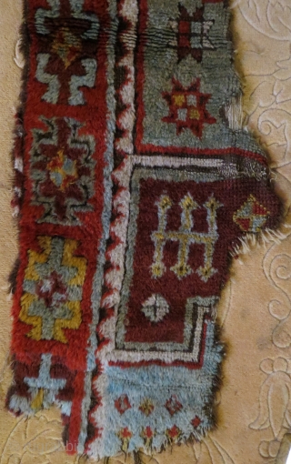 Konya rug fragment, 18thc, good pile, nice colors                         