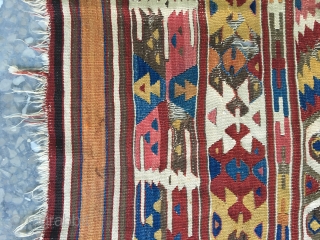 Anatolian kilim sw Anatolia(Fetiye or Antalya?) circa 1800  185x135 featuring a desing that is seldom if ever seen,this kilim may very well date to the 18th century. The desing seen in  ...