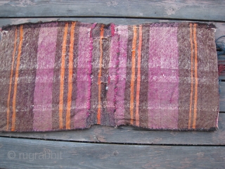 Baluch saddle bag.  Pile front, flat weave back.  Fringes worn, mostly missing.  20 x 40 inches.              