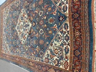 Antique Bidjar with beautiful blue Jean field!7’6” by 11’6”
Very good overall condition
Wool foundation                    