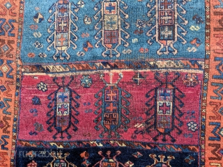 East Anatolian small rug 5'5" by 2'11". Minor lossees to the edges, small area of re-piling visible in the detail slide. This piece has ann old back, possibly early 19th century.  