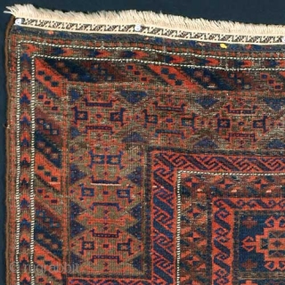 Baluch Blue Ground Prayer Rug
19th Century
wool with silk highlights
47 1/2 x 33 inches
approximately 126 KPSI
inventory #1450                 