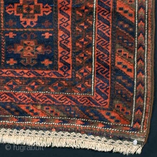 Baluch Blue Ground Prayer Rug
19th Century
wool with silk highlights
47 1/2 x 33 inches
approximately 126 KPSI
inventory #1450                 