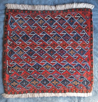 Persian Tribal bagface

Very nice design with excellent pile; great shiny wool;  wool foundation; selveges not original, probably missing a border;  21" x 22". 
       