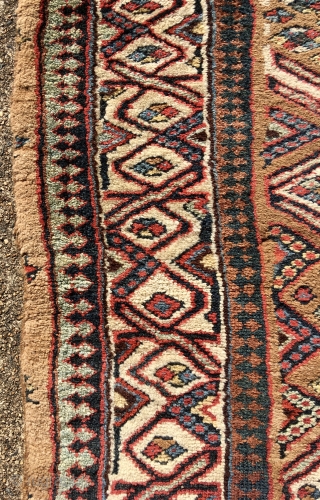 A long fragment an old Kurd Serab runner, 92 inches long and width varies from 35 to 37 inches. Probably about half of what was once a long Serab runner. It has  ...