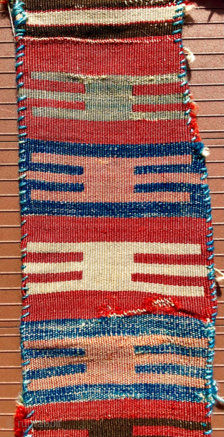 An Antique Anatolian kilim Heybe (double bag), probably from western Anatolia.  Size overall is 51 inches (130 cm) long by 18 (46 cm) inches wide. Each bag is about 14 x  ...