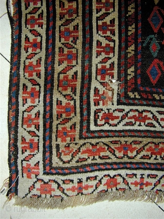 KURD long rug/runner, Jaff or Sanjabi.  128" x 44" (325cm x 110cm).  two pairs of human figures.  Good colors, all natural. The field is virtually all offset knotting.   ...