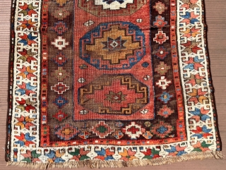 Anatolian, probably central.  60” x 44” (153 cm x 110 cm)    Good pile of soft silky wool in the border areas, shorter pile to no pile toward the  ...