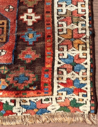 Anatolian, probably central.  60” x 44” (153 cm x 110 cm)    Good pile of soft silky wool in the border areas, shorter pile to no pile toward the  ...