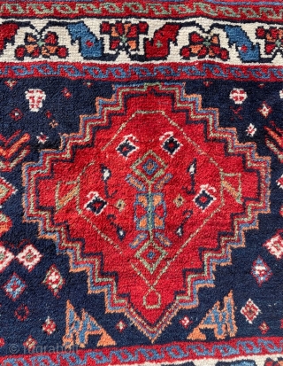 A Persian Afshar khorjin face. Most likely early 20 C.---it has cotton warps.   Size is  27” x 26” (69 cm x 66 cm).   Very good condition. Vibrant  ...