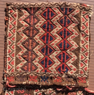 Turkish heybe or small double bag with a long slot in the bridge area to put the head through so it can be worn hanging over the shoulders with the bags front  ...