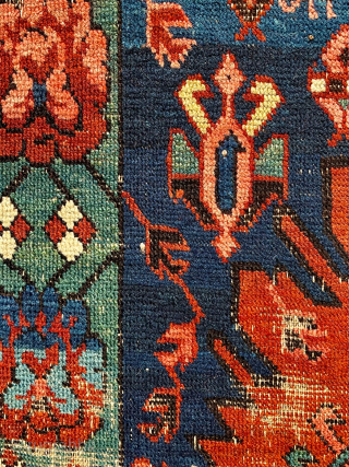 Antique Kuba Zeichor rug, could date well back in the 19th C.  Size is 64 in. x 47 in. (163 cm x 120 cm)    Some of its features  ...