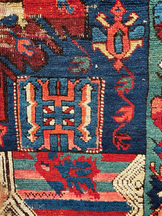 Antique Kuba Zeichor rug, could date well back in the 19th C.  Size is 64 in. x 47 in. (163 cm x 120 cm)    Some of its features  ...