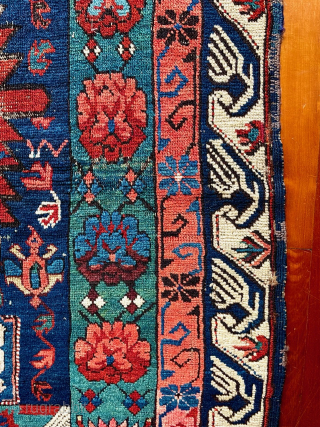 Antique Kuba Zeichor rug, could date well back in the 19th C.  Size is 64 in. x 47 in. (163 cm x 120 cm)    Some of its features  ...