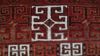 antique 1880 Ersari Germech.  The Germech is a decorative strip which was fastened over the threshold below the Ensi. Its design repeats the elem panel of the Ensi. Such pieces are  ...