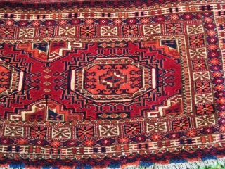 Antique 1850 Tekke torba with two large distinctive Salor guls in great condition and all natural dyes. It is a collectable rare example from around 1850. Excellent weaving, no warp depression. An  ...