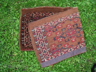 Late 19th century Yomut Turkoman torba in excellent condition. All natural colors, no holes, no tears, no stains.  Only one, hardly visible old mothbite (no hole). 
The gray-blue strip on the  ...