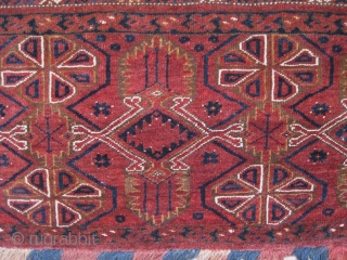 Antique 1850 Ersari Beshir Turkoman torba from mid Amu Darya river region. The piece is in MINT condition,  all natural colors,  full pile, truly a masterpiece. 
Sizes: 17.6" x 58.8"  ...